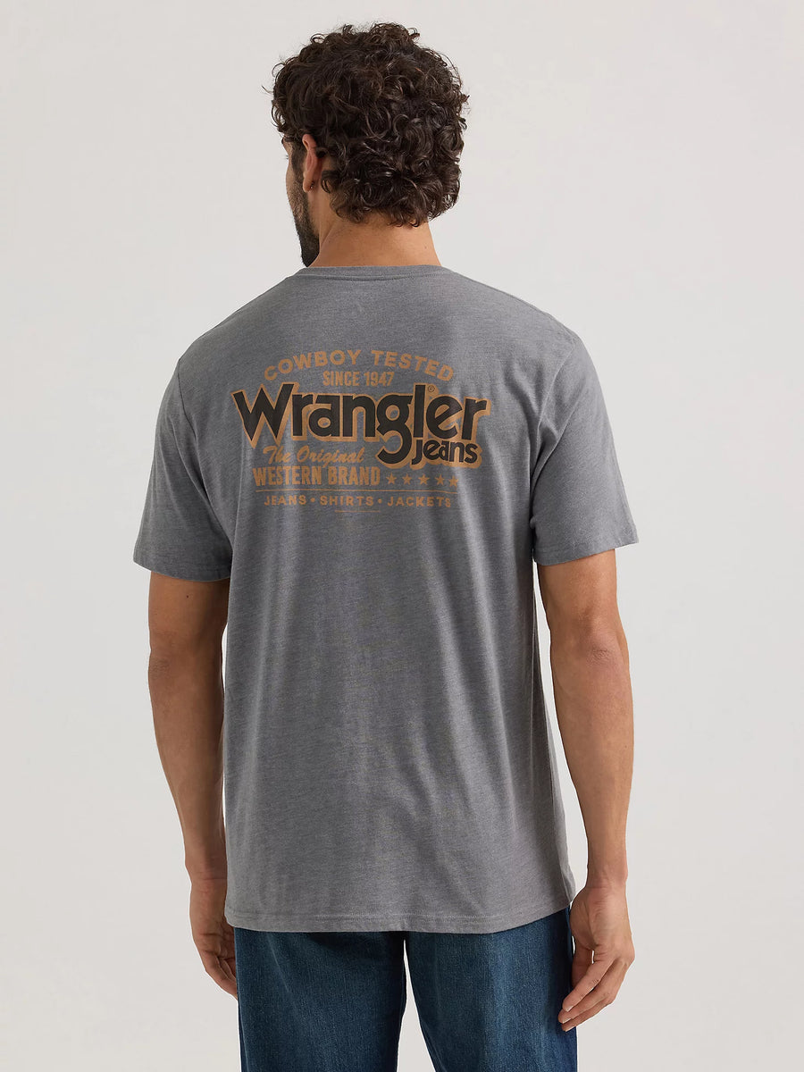◆Wrangler◆ Semi-over Pegasus short sleeve t-shirt charcoal Wrangler Workwear Men's Short Sleeve Pocket T-Shirt, Size S