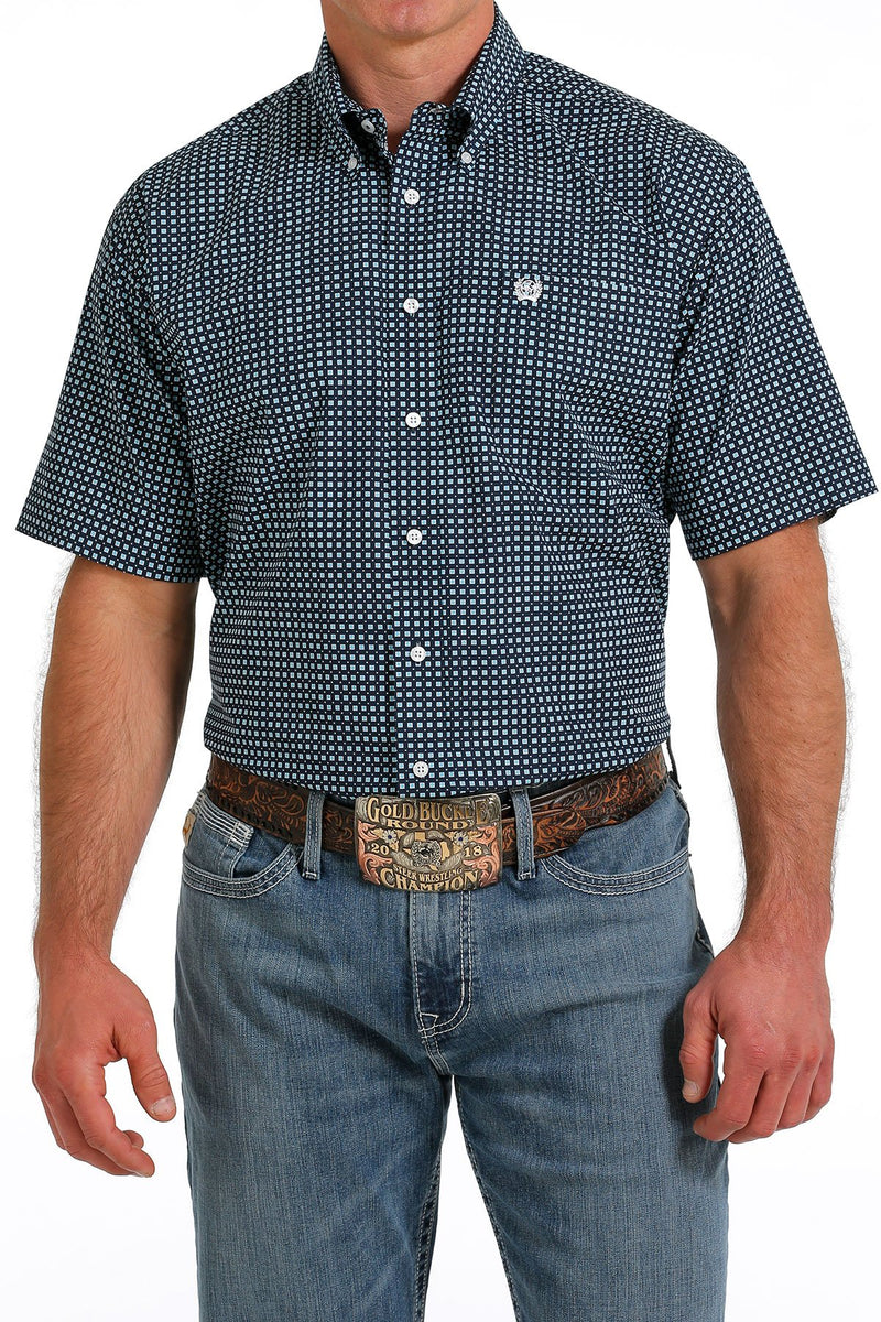 Cinch Mens Geometric Print Button-Down Short Sleeve Shirt Cinch Mens Geometric Print Button-Down Short Sleeve Shirt