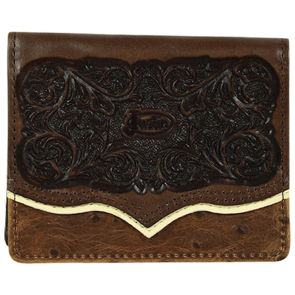 Justin Front Pocket Bifold Wallet, Ostrich W/Tooling            2172783W2