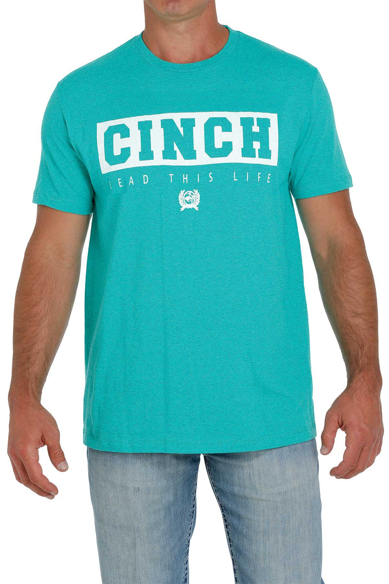 Cinch Mens Heathered Green Lead This Life Short Sleeve T-Shirt