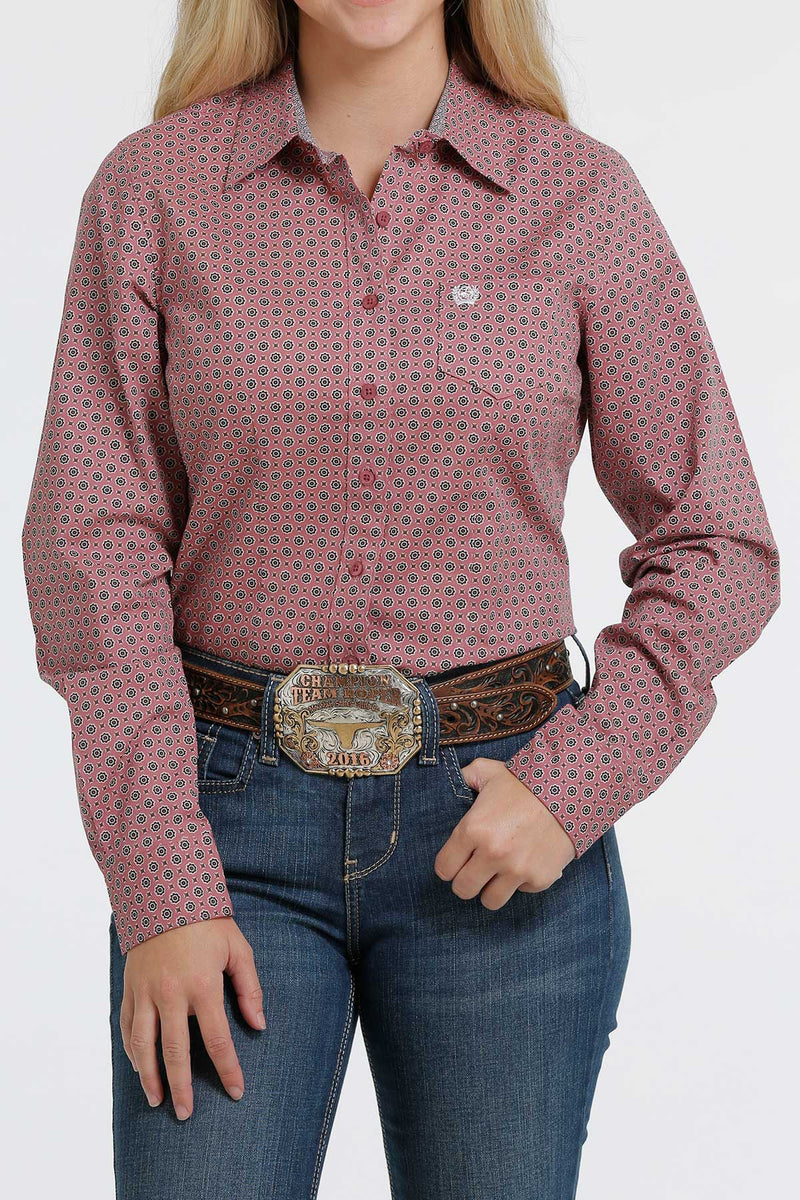 Cinch Women's Solid Pink Button Down Western Shirt