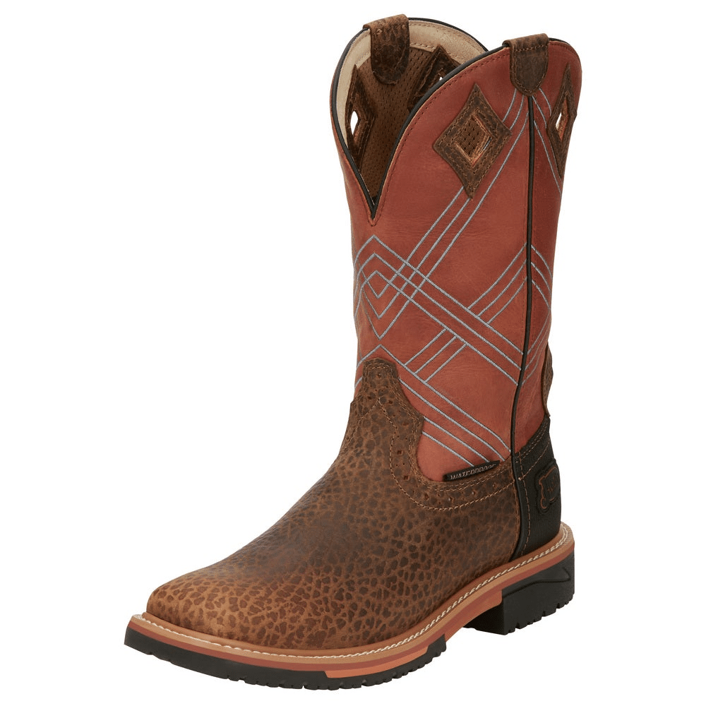 Justin Mens Stampede Hybred Dalhart Brown Waterproof Soft Toe Work Boo Boondocks Western Store llc