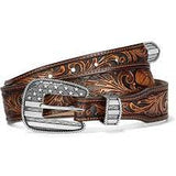 Justin Mens All American Leather Embossed Belt - Brown     C13935