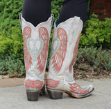Corral White "Heart & Wings" Boots         A4236