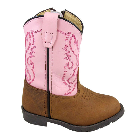 Smoky Mountain Hopalong Toddler Brown Distressed/Pink Boots    3246T