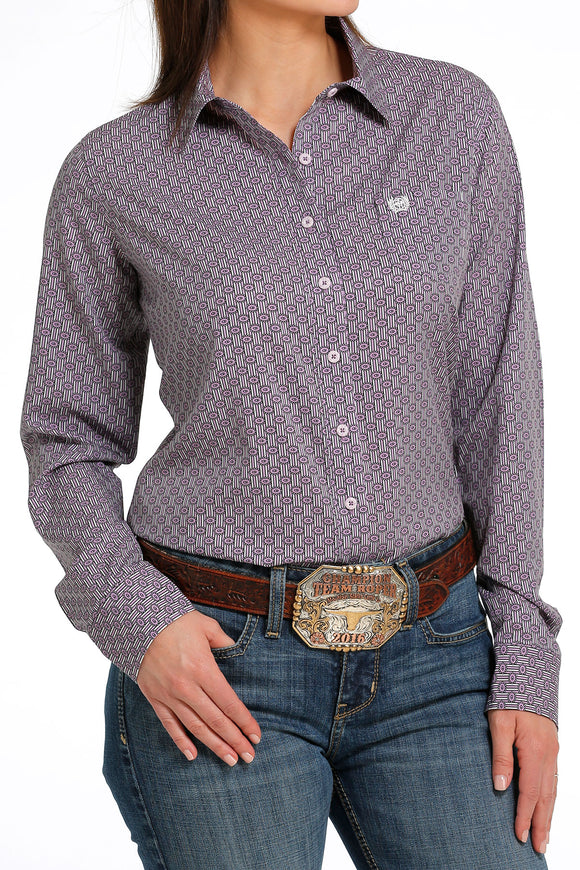Cinch Womens Arenaflex Button-Down Western Shirt - Purple    MSW9163018