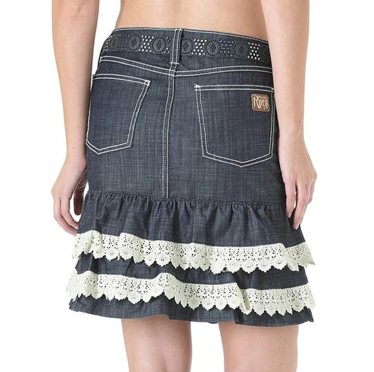 Wrangler Women's Rock 47 Sits At Hip Ruffle Flare Denim