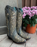 CORRAL GREY & GOLD BOOT A4231
