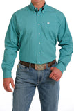 Cinch Mens Medallion Print Button-Down Western Shirt - Turq / Wh  MTW1105583