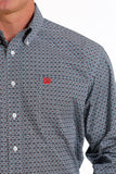 Cinch Mens Geometric Pint Button-Down Western Shirt - Light Blue/Navy/Red  MTW1105570