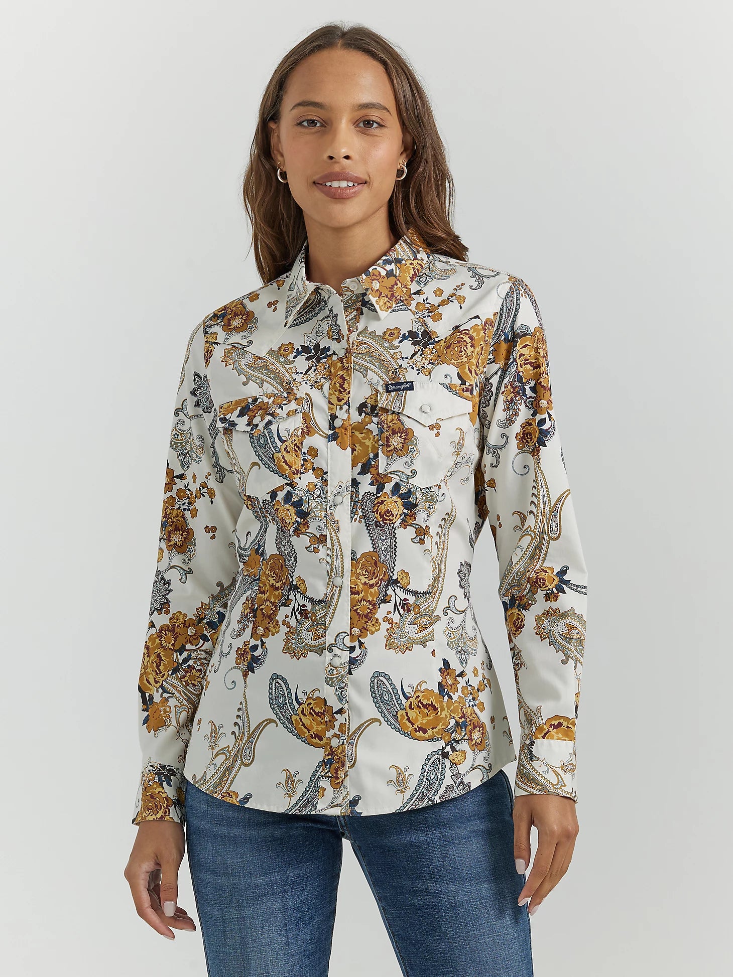Wrangler Womens All Occasion Western Snap Shirt in Western