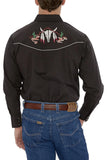 Ely & Walker Mens Long Sleeve Western Shirt with Cow Skull Embroidery   15203919-89