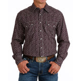 Cinch Men's Purple Printed Modern Snap Long Sleeve Shirt                 MTW1301097