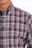 Cinch Mens Plaid Button-Down Western Shirt - Navy / Pink / Light Blue  MTW1105598