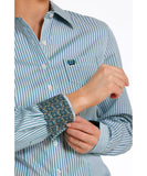 Cinch Womens ArenaFlex L/S Blue  Multi Stripe Button Down Shirt       MSW9164203