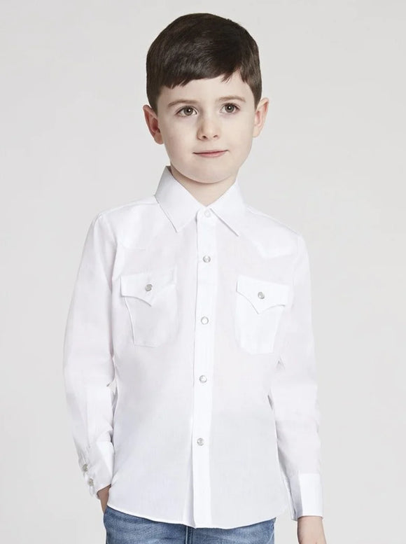 Ely & Walker Boys Long Sleeve Solid White Western Shirt  15101532-01/15101132JV-01