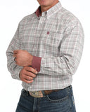 Cinch Men's Classic Fit Button-Down Western Shirt - White/Grey Plaid              MTW1106159