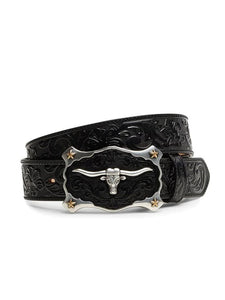 Justin Unisex Black Classic Longhorn Western Belt  C11193