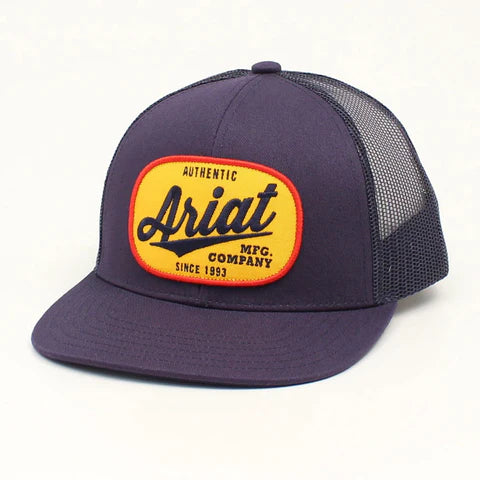 Ariat Mens Navy Cap with Yellow Oval Patch and Ariat Logo     98A300016103