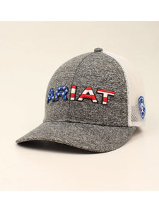 Ariat Mens Grey Embroidered USA Flag Snapback Cap        98A300009406
