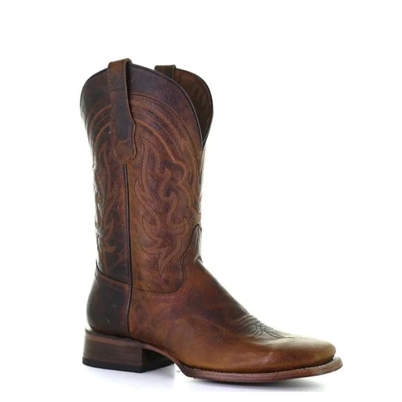Circle G Mens Brown Embroidery Wide Square Toe Cowboy Boots by Corral    L5733