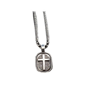 Twister Mens Floral Cross Necklace By M&F       32160