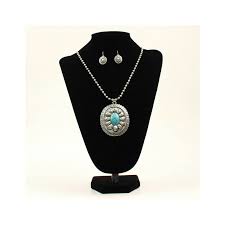 Blazin Roxx Womens Oval Necklace & Earring Set  By M&F        29133