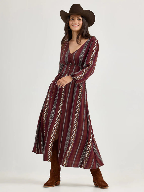 Wrangler Women's Princess Waist Button Front Maxi Dress - Port     112367389