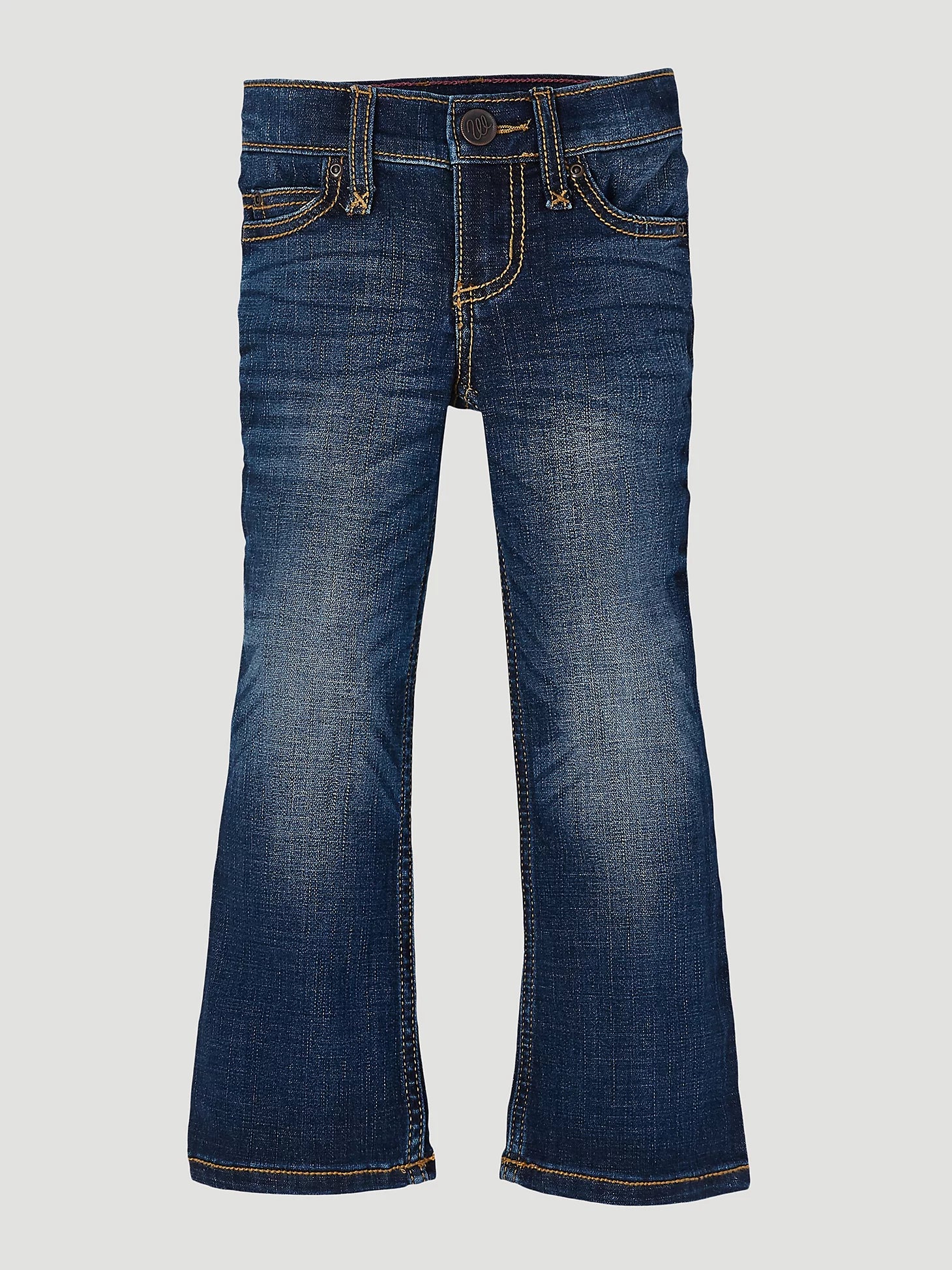 Wrangler Girls Dark Wash Boot Cut Jeans with W Stitch Back