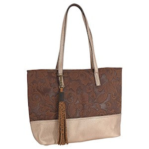 Catchfly Womens CC Tote/Purse Embossed Tooling W/Metallic Gold         22033696
