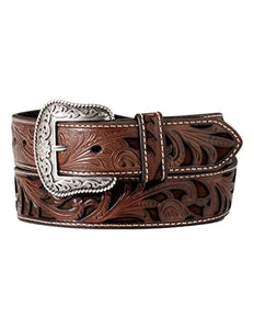 Ariat Womens Floral Embossed Leather Belt  - Brown         A1565002