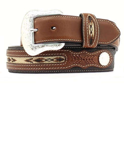 Nocona Mens Inlay and Conchos Belt - N2475701