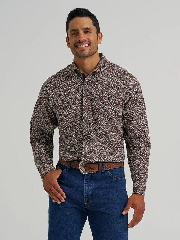 Wrangler Men's George Strait™ Long Sleeve Button Down Shirt-Coffee Burst  112368209