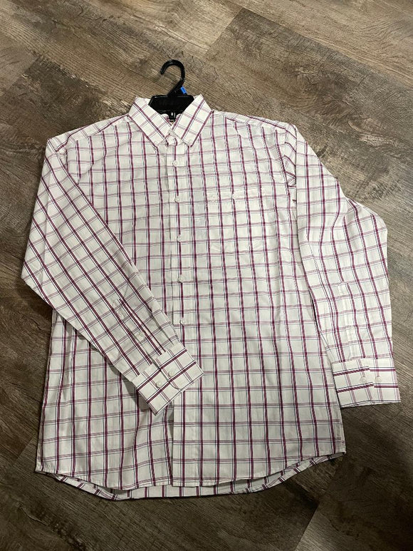 Wrangler Men's Classic Long Sleeve Shirt - Relaxed Fit - Sangria     112365858