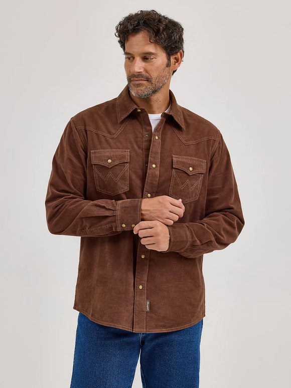 Wrangler Men's Retro Premium Western Snap Corduroy Shirt - Brown     112368537