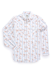Ely Cattleman Men's Long Sleeve Wallpaper Floral Print Snap Shirt - White  2027118-WH