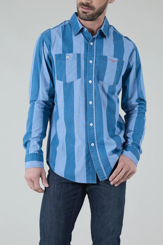 Kimes Ranch Mens Travis Dress Shirt - Indigo Blue Boondocks Western Store llc Kimes Ranch Mens Travis Dress Shirt - Indigo Blue Boondocks Western Store llc