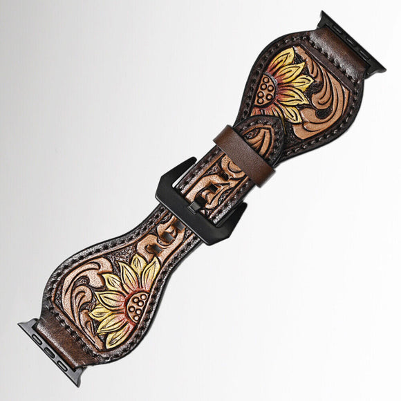 American Darling Leather Tooled Apple Watch Band - Sunflower Yellow  ADWAR104-45