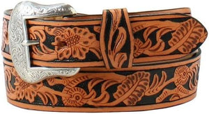 Nocona Mens Western Floral Embossed Stain Background 1 1/2" Belt N2497298