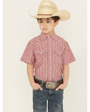 Ely & Walker Boys Red Striped Short Sleeve Snap Western Shirt   1026288-RD