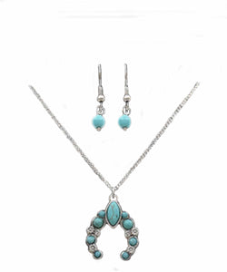 M&F Western Womens Turquoise Squash Blossom Necklace & Earring Set  DNE0736SBTQ