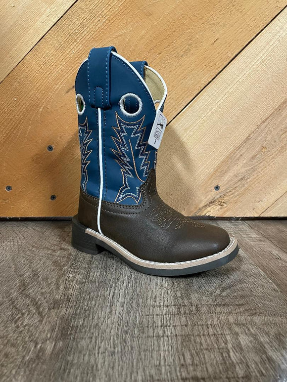Smoky Mountain El Paso Kids Western Square Toe Boots - Dark Brown/Blue       1505C