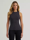 Wrangler Women's Printed Slim Goddess Tank  Black Horseshoe  112375060