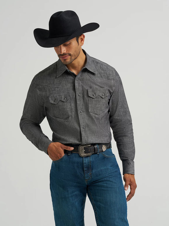 Wrangler Men's Cody Johnson Two Pocket Western Snap Shirt - Black  112368068