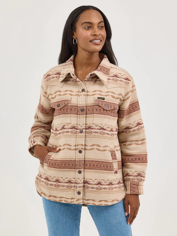 Wrangler Women's Quilt Lined Jacquard Schacket - Tan      112368300