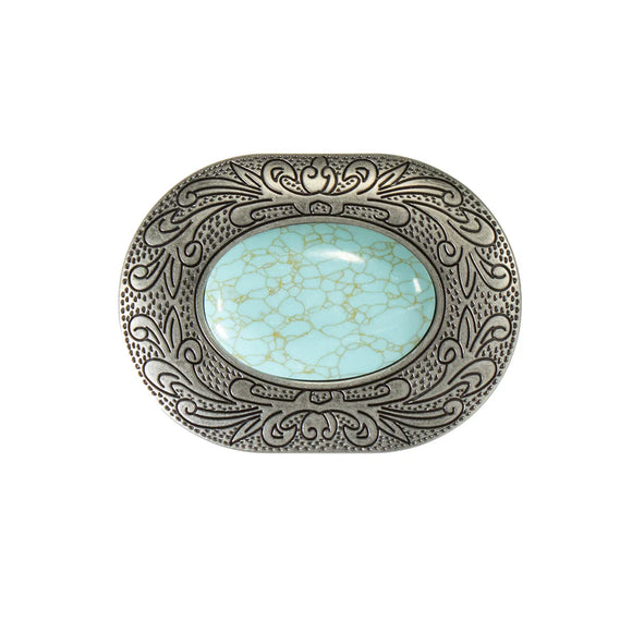 M&F Blazin Roxx Oval Turquoise Stone Scroll Buckle        37902