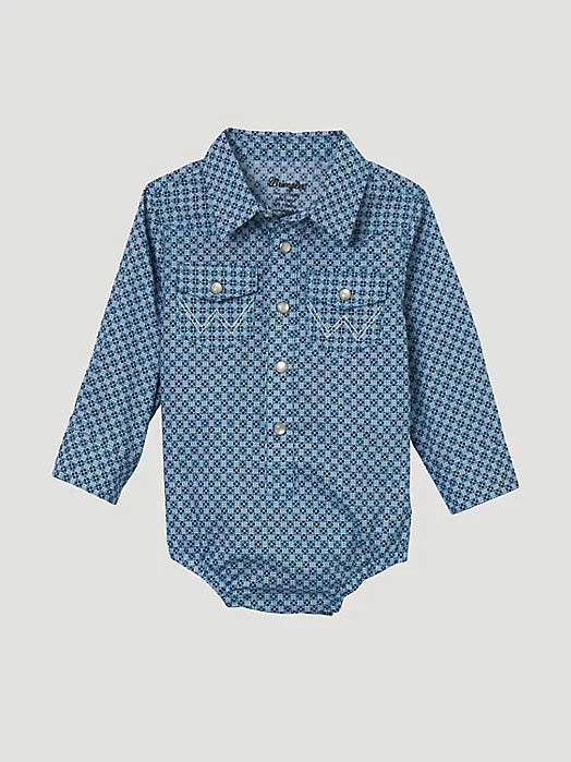 Wrangler Little Boys Long Sleeve Western Snap Bodysuit - Blue Chains     112344677