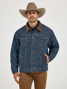 Wrangler Men's Blanklet Lined Denim Jacket  - Concealed Carry - Rustic        74265CD