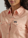 Wrangler Womens Retro Long Sleeve Solid Western Snap Shirt - Peach    112347182