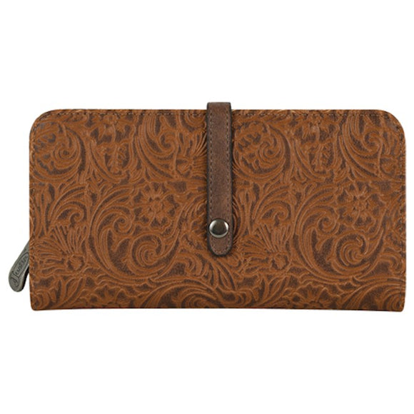 Justin Womens Wallet Saddle Brown Tooled Brown      22081775W